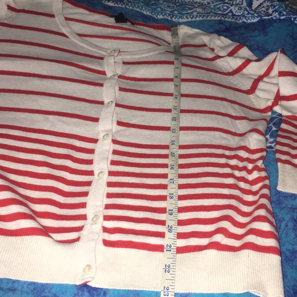 H&M Red & Cream Striped Cardigan sz Med - Picture 8 of 8